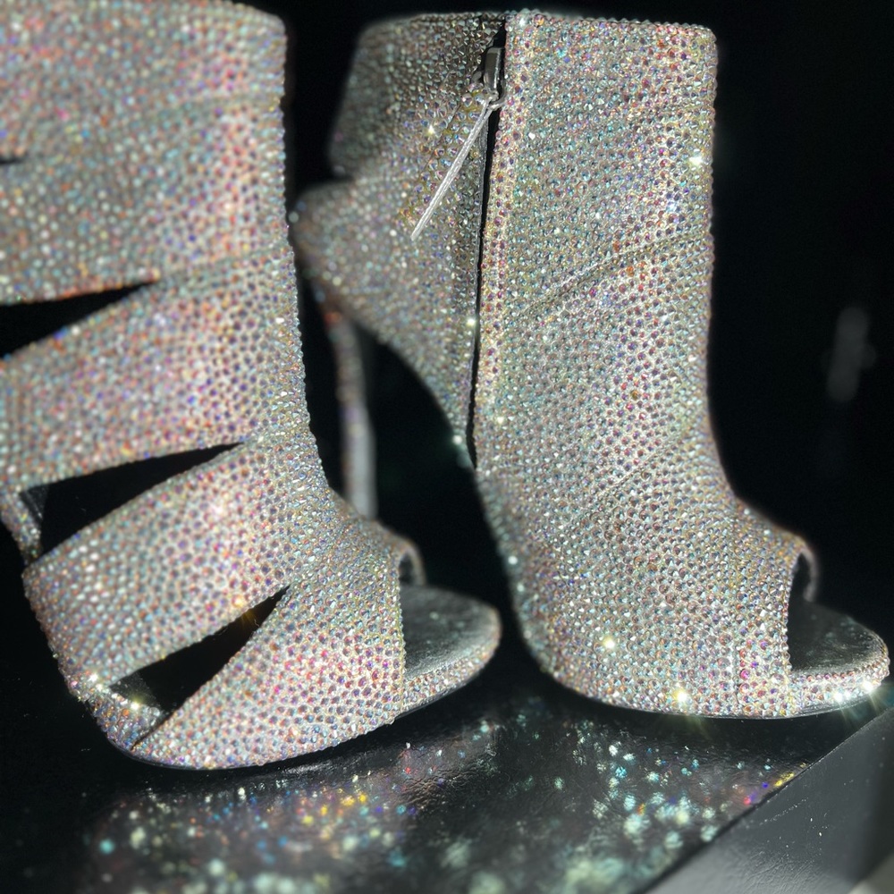 Giuseppe Zanotti Silver Swarovski Strass Crystal Shoes Booties 36.5 Gorgeous! - Picture 11 of 12